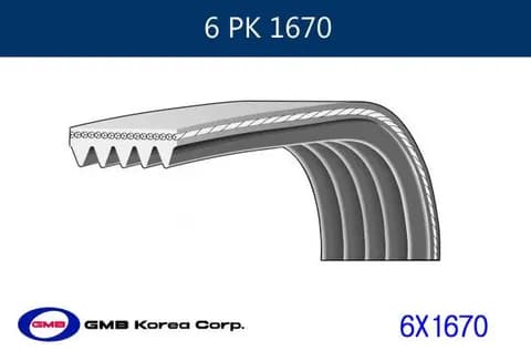 ALTERNATÖR V KAYIŞI GMB GPK 6PK1670